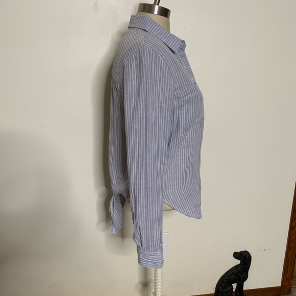 Madewell Pinstripe Cotton Back Tie Top Sz M - Picture 3 of 8
